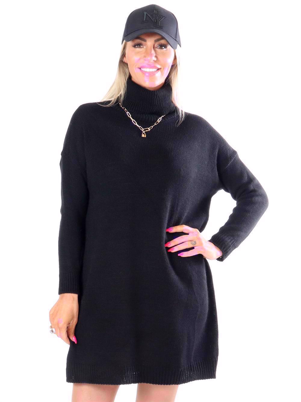 Miranda - Strikkjole med turtleneck